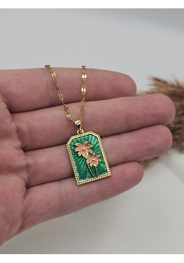 The Green Palm Tarot Kartı Çelik Kolye Altın