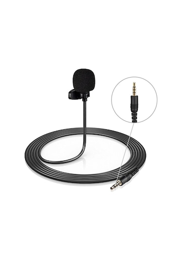 Wozlo 4 Pin 3.5 MM Telefon Bilgisayar Kamera İçin Yaka Mikrofonu