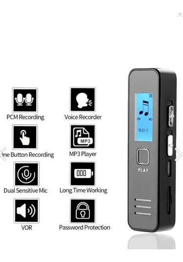 Kingboss Kb60 Dijital Mini Ekranlı 32gb Ses Kayıt Cihazı Mp3 Çala