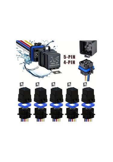 Xuweiwei Ağır Hizmet Tipi 12v 4 Pinli 5li Paket Spst Otomotiv Denizcilik Röle Kiti Ve Kablo Demeti 5 Adet 12 Awg Bakır Teller