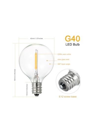 Konesam G40 E12 3'lü Yedek Led Ampul, 220-230v 1w, Islak Beyaz Işık, Cam Malzeme, 360 Açı, Iç/dis Dekorasyon İçin