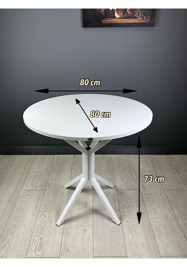 Saray Beyaz Yuvarlak Mutfak Masası Yemek Masası Balkon Masası Metal Beyaz Ayak 80 Cm Saray Beyaz Yuvarlak Mutfak Masası Yemek Masası Balkon Masası Metal Beyaz Ayak 80 Cm