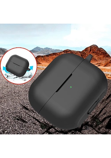 Huawei Freeclip 2 Kulaklık Uyumlu Mat Silikon Kılıf + Kanca Siyah