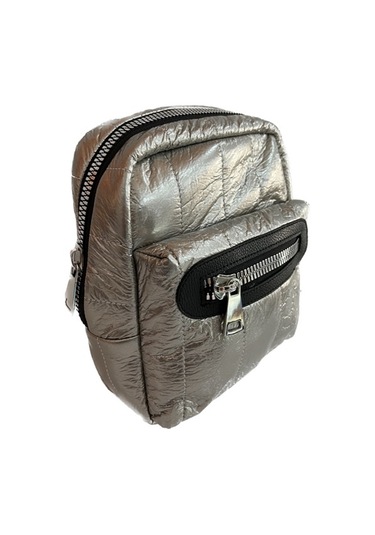 Sentt Parlak Deri Çift Fermuarlı Çanta