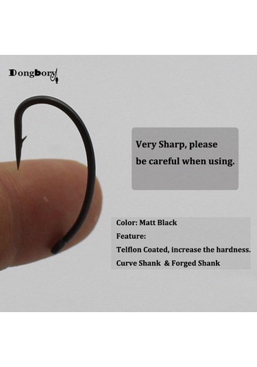 100 Adet Teflon Kaplı Eğri Saplı Sazan Kancaları Dikenli Ağır Dövme Kimyasal Olarak Bilenmiş Sazan Balıkçılık Kanca Mat Siyah Kanca Noktası 4