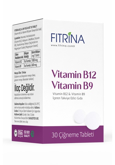 Fıtrina Vitamin B12 & B9 Folik Asit 30 Tablet