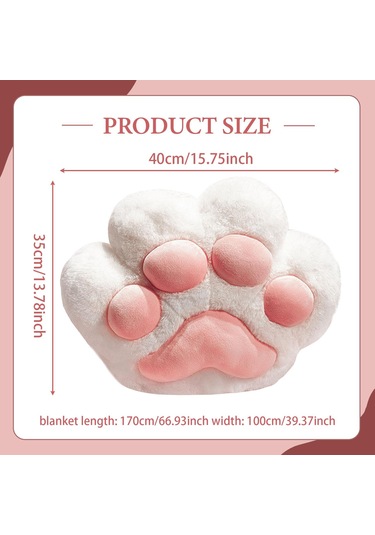 Suntek Kedi Pençesi Yastık Battaniye Sevimli  Beyaz