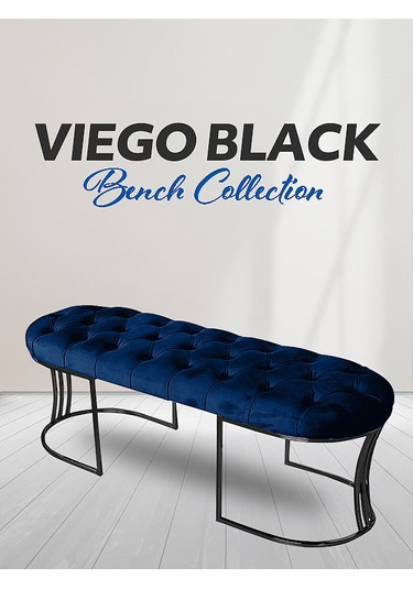 Viego Siyah Bench Puf Mavi
