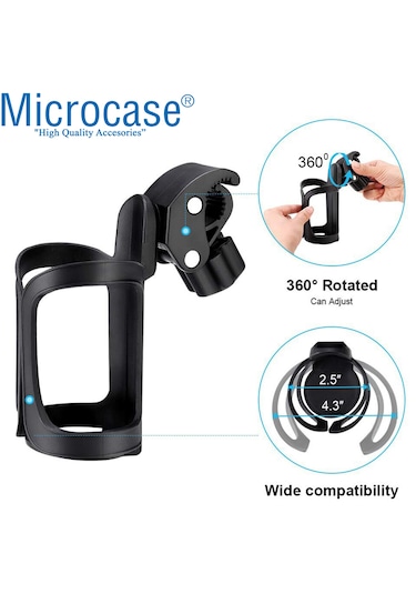 Microcase Bisiklet Bebek Arabası Biberon Bardak Tutucu - AL3061 Siyah