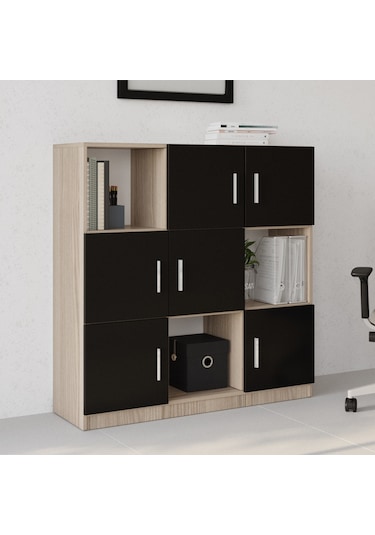 Robin Home Verona G Ofis Klasör Dolabı Kitaplık Meşe-Siyah Meşe