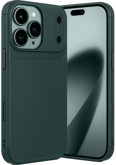 İphone Uyumlu 17 Pro Max Kılıf Focus Carbon Silikon Kapak Koyu Yeşil