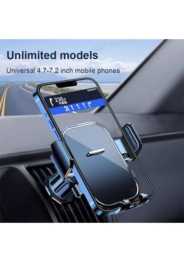 Seametal Yerçekimi Ayarlanabilir 360 Derece Döndürme Havalandırma Klipsi Araba Telefon Tutucu Montajı Siyah