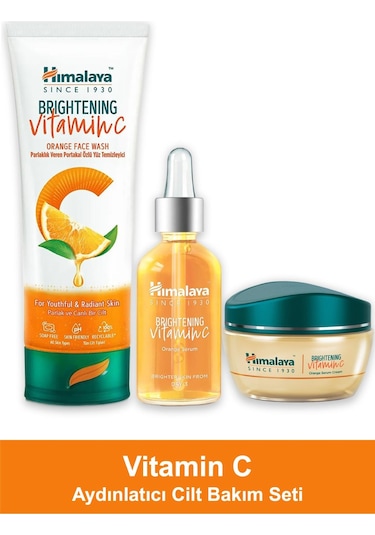 Himalaya Vitamin C Aydınlatıcı Portakal Özlü Yüz Temizleyici 100 ML + Serum 30 ML + Vitamin C Serum Krem 50 ML