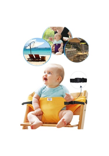 Kumaş Mama Sandalyesi Mama Sandalyesi Emniyet Kemeri Sarı