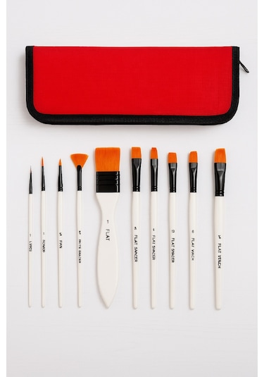 10'Lu Profesyonel Sanat Boya Fırçası Seti Akrilik Sulu Boya İçin