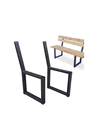 Abronyahediye Metal Demir Ayak Bank Oturma Yeri Ağaç Ahşap Kütük Sehpa Ayağı Siyah