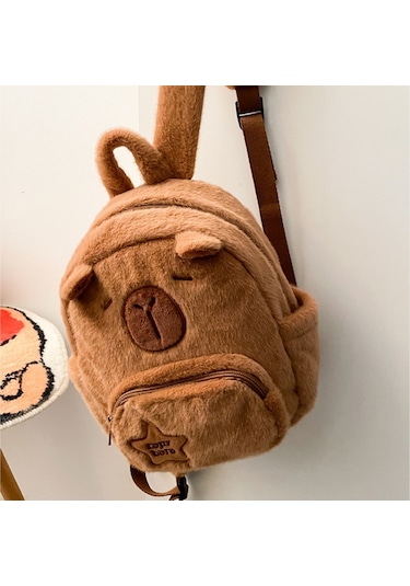 Ranyeek Kapybara Yumuşak Plüsh Sırt Çantası - Üniversite Öğrencileri İçin Fonksiyonel Ve Sevimli Hayvan Desenli Çanta Kahverengi