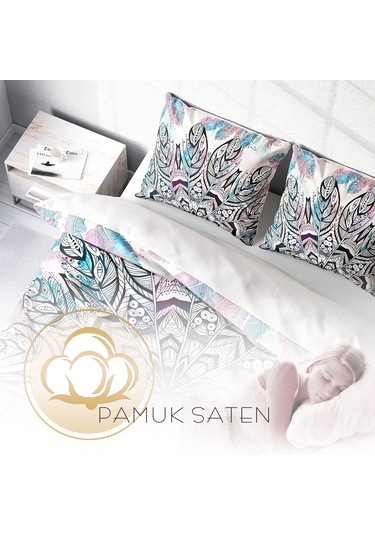 Monohome Ethnic Mandala2 3D Pamuk Saten Çift Kişilik Nevresim Tak