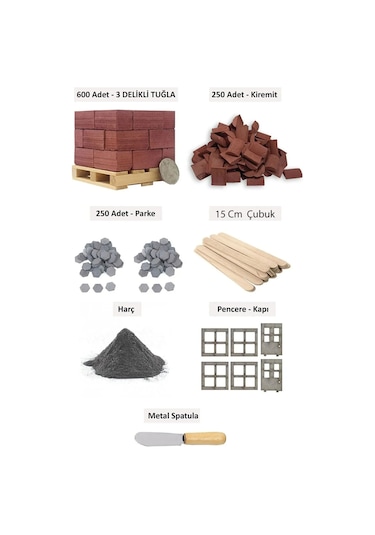 minyatür hane 600 tuğla+250 kiremit + 250 parke taşı seti