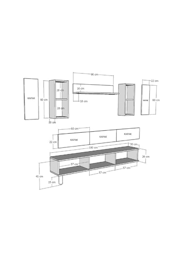 Tvr1801db - Tuna Tv Ünitesi Safirmeşe-beyaz Gold 180cm Safirmeşe - Beyaz