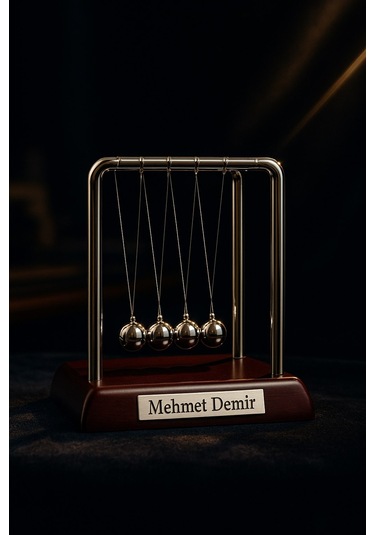 Kişiye İsme Özel Newton Balans Denge Topu Küçük Boy - Ofis - Ev Masa Üstü Motivasyon Hediyesi