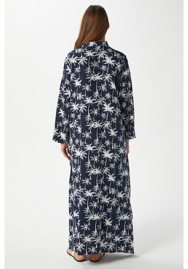 Modest Kadın Beach %100 Viskon Lacivert Ekru Önden Düğmeli Uzun Elbise Koyulacivertekru Çok Renkli Modest Kadın Beach %100 Viskon Lacivert Ekru Önden Düğmeli Uzun Elbise Koyulacivertekru Çok Renkli