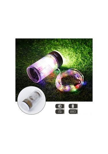 Wezone 10 Metre Ip45 Su Geçirmez Kamp Lambası - 6 Aydınlatma Modu, 1200mah Pil Ve Powerbank Özelliği, Sarı Işık, Kolay Saklama Tekerlekli Işık Şeridi Sarı