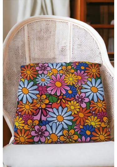 Mirzade 4'lü Paket Sandalye Minderi Tekli 40x40-kırmızı Çiçek 001