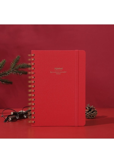 Vj Canvas Sert Kapak Spiralli Defter A5 100gr 160 Sayfa Noktalı Mor Kırmızı