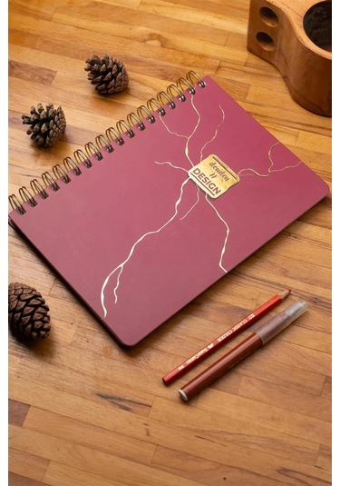 Denden Mermer Kırmızı 17x24 Çizgili Defter Kırmızı