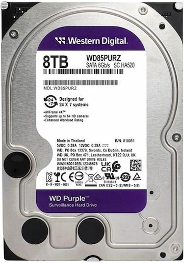 Wd 8tb Purple Wd85purz 5700 Rpm 256mb Sata-3 Güvenlik Diski