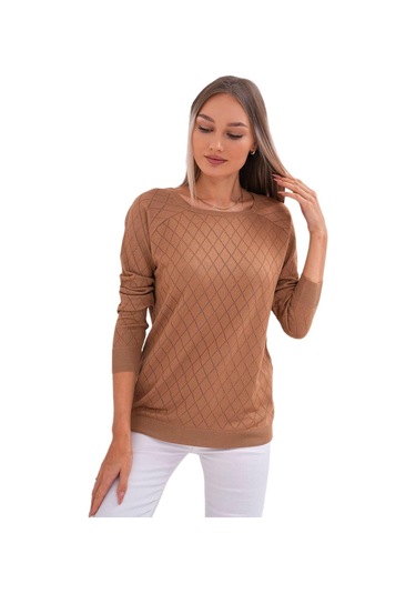 Kadın Baklava Dilimi Desenli Kazak 12781 Bgl-st04110 CAMEL