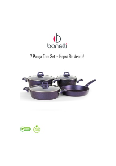 Bonetti 7 Parça Granit Tencere Seti Mor