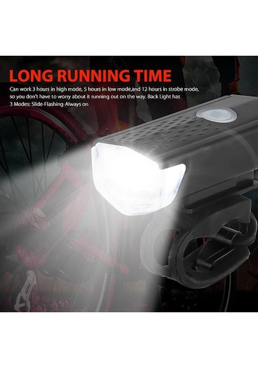Forte Gt Bisiklet Işığı Usb Şarjlı Led Ön Arka Set Xbyc 6116 Siyah