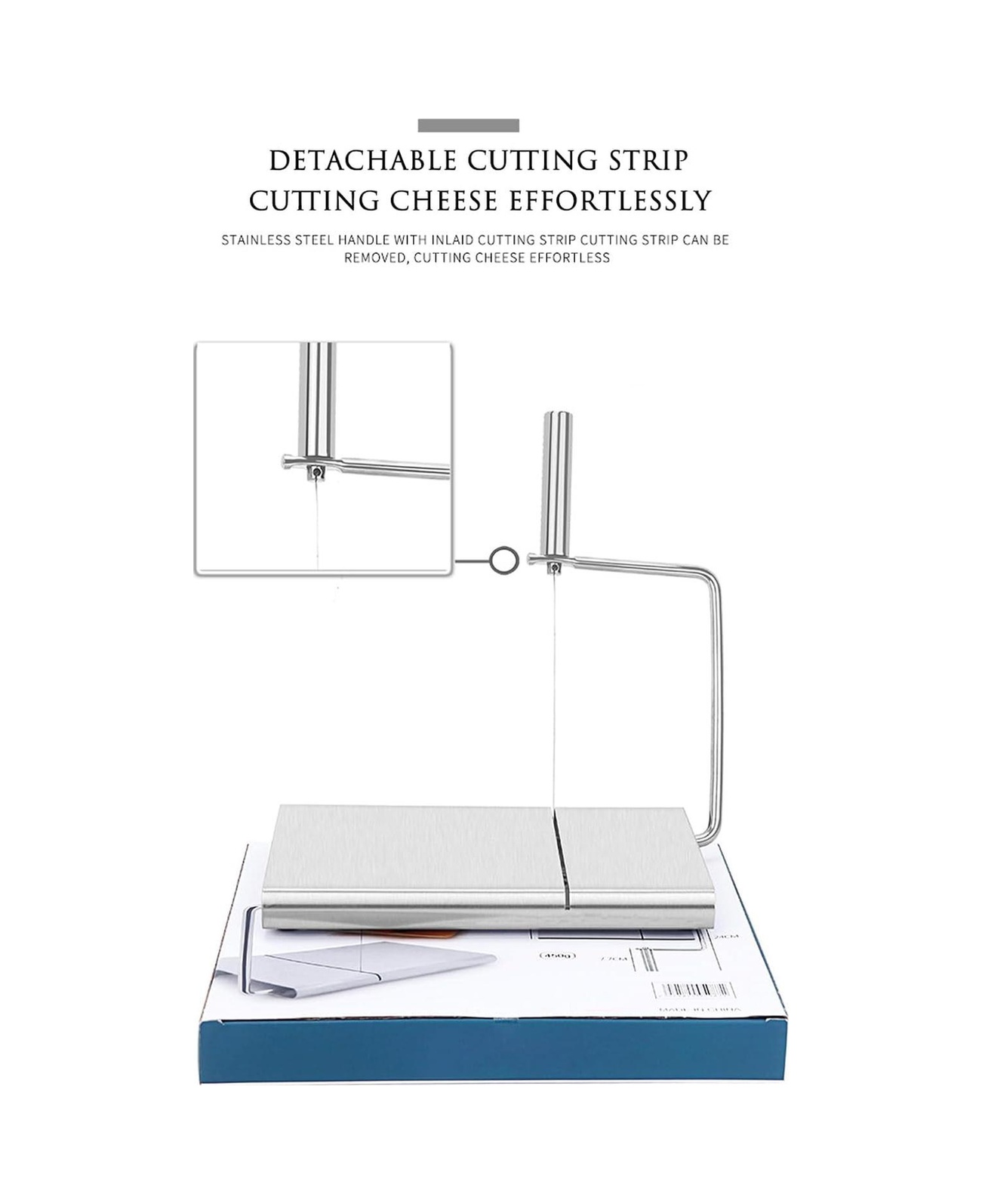 Peynir Dilimleme Tereyağı Kesici Paslanmaz Çelik, Doğru Boyut Ölçeği İle Paslanmaz Çelik, 6 Yedek Telli Gümüş