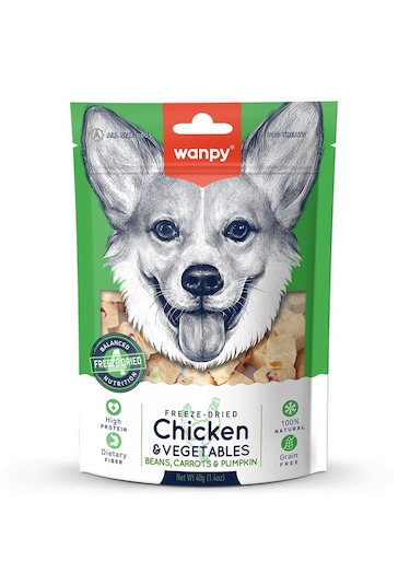 Wanpy Köpek Dondurularak Kurutulmuş Tavuk Sebze Köpek Ödülü 40 G