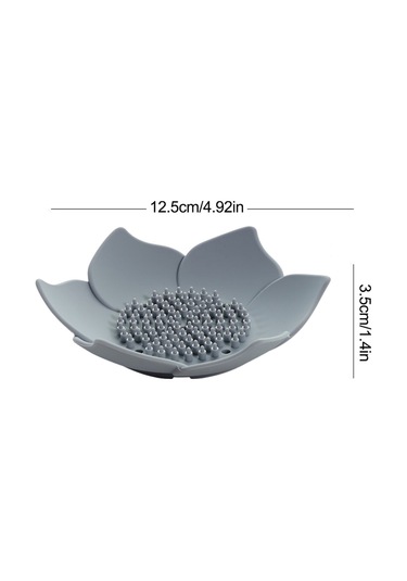 2 Adet Lotus Desenli Sabun Ve Sünger Tutacağı Silikon Gri Su Giderli Lotus Şık Katı Sabunk Diğer