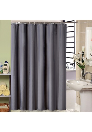 Tenfowee Gri Kalın Poliester Banyo Perdesi - Su Geçirmez, Nem Koruyucu, 120x180 Cm, 8 Adet Kanca İle Tam Set Gri