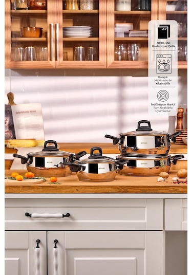 Emsan Aren 8 Parça Çelik Tencere Seti