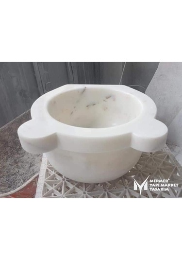 Afyon Damarlı Beyaz Mermer Düz Mini Kurna