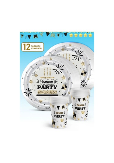 Priority. 12 Kişilik Eğlenceli Parti Tek Kullanımlık Sofra Seti 188472409 100 adet