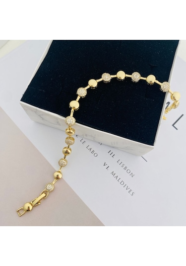 Su Yolu Bileklik Top Dorika Kadın Bileklik Kararmaz Xuping 14 Ayar Gold