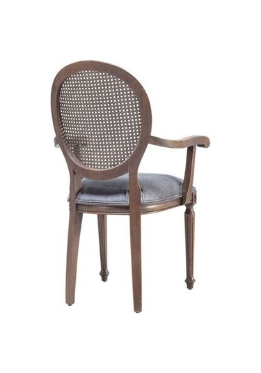 Madalyon Kolçaklı Hazeranlı Ahşap Klasik Sandalye Açık Ceviz