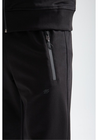 Shooter Sportswear Elit Class Füme Erkek Eşofman Takımı Mevsimlik Kapüşonlu Manşetli Rahat Kalıp Siyah