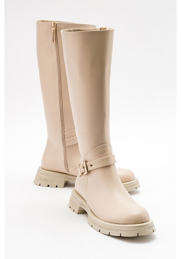 Luvishoes Covela Bej Cilt Kadın Çizme Bej