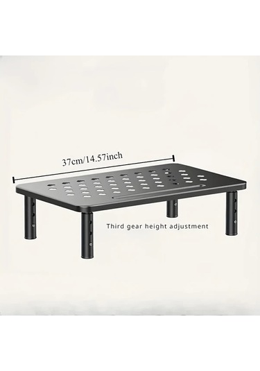 Xuweiwei Siyah Erkonomik Masaüstü Monitör Standı 3 Yükseklik Ayarlı Hava Delikli Kaymaz Fileli Metal Laptop Ve İmac Organizatörü