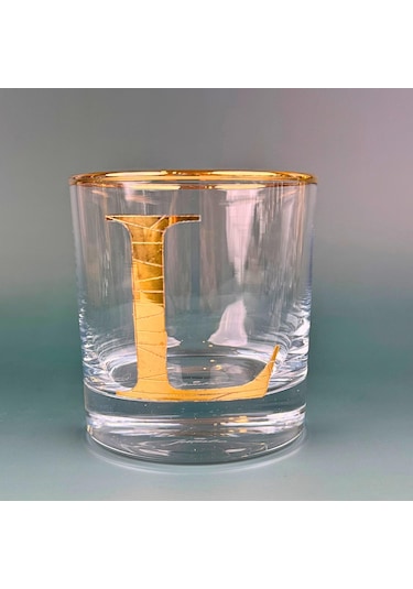 Perlotus L Harfli Gold Altın Yaldızlı Viski Kadeh Bardak Jumbo Serisi Altın