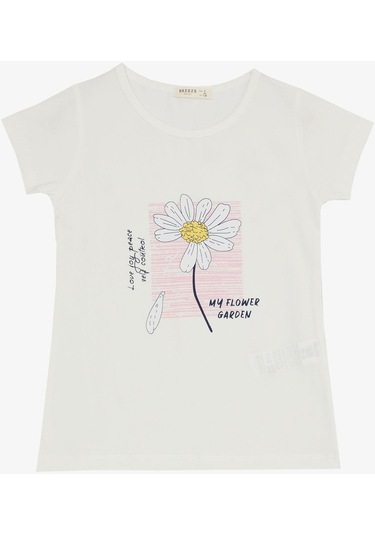 Breeze Kız Çocuk Taytlı Takım Papatya Baskılı 4-9 Yaş, Ekru-ekru Ekru