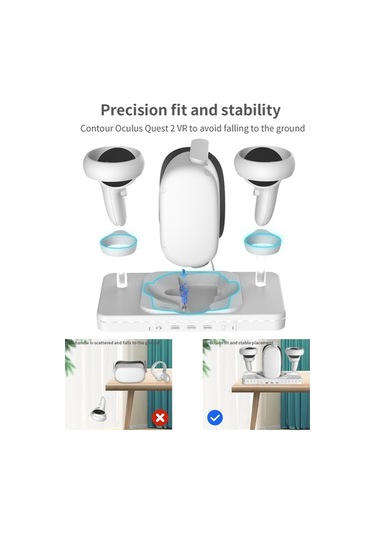 Createtech Meta Quest 2 Masaüstü Braketi Rgb Işık Kablosuz Şarj Standı Beyaz/