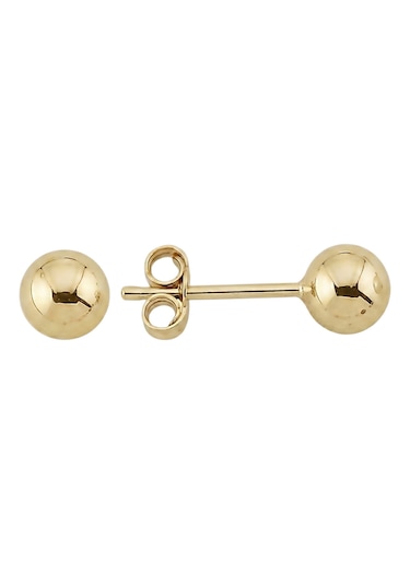 14 Ayar Altın Top Küpe 4 Mm Sarı